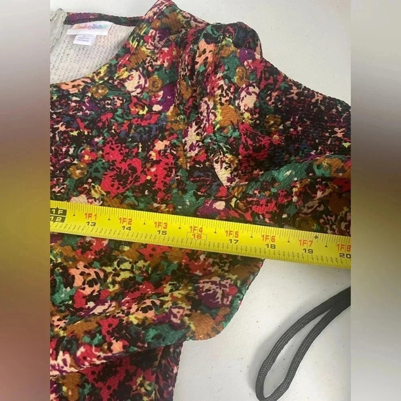 LuLaRoe Dark Rose Amelia Dress Rare Print Pleated Pockets Size Large 14/16 0188 - Picture 9 of 12